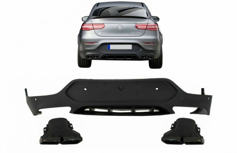 Βλησαρούλης Car Center - Diffuser Πίσω Προφυλακτήρα Για Mercedes-Benz GLC Coupe C253 2015-2019 GLC63 Amg Look Για Amg Sport Line Προφυλακτήρες Σετ Με Μαύρες Μπούκες