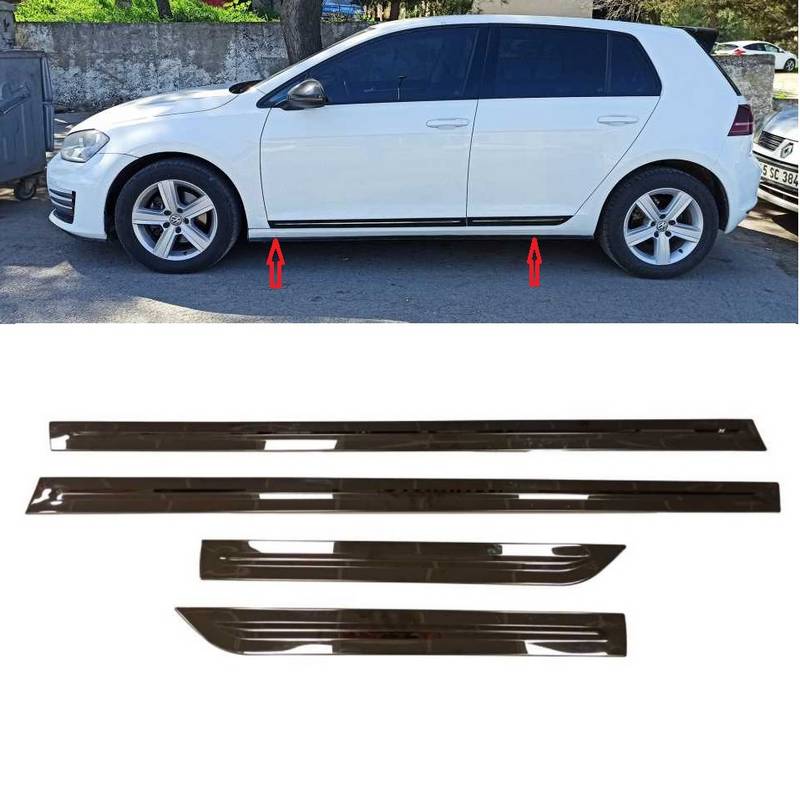 Βλησαρούλης Car Center - Τριμ Πόρτας Σετ Για VW Golf VII (7) 2013-2020 4 Doors Αυτοκόλλητα Μαύρο Γυαλιστερό 4 Τεμάχια
