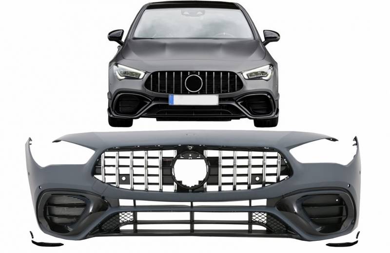 Βλησαρούλης Car Center - Μπροστινός Προφυλακτήρας Για Mercedes-Benz CLA C118 Sedan X118 Shooting Brake (2019-up) CLA45 Look Με Μάσκα Panamericanal & Canards