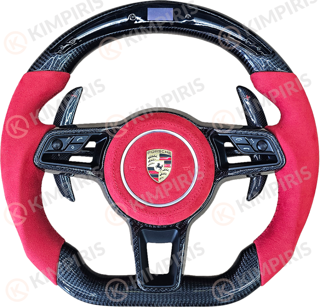 Βλησαρούλης Car Center - Τιμόνι Αυτοκινήτου για Porsche μαρκέ (Full Led Alcantara Red Edition)
