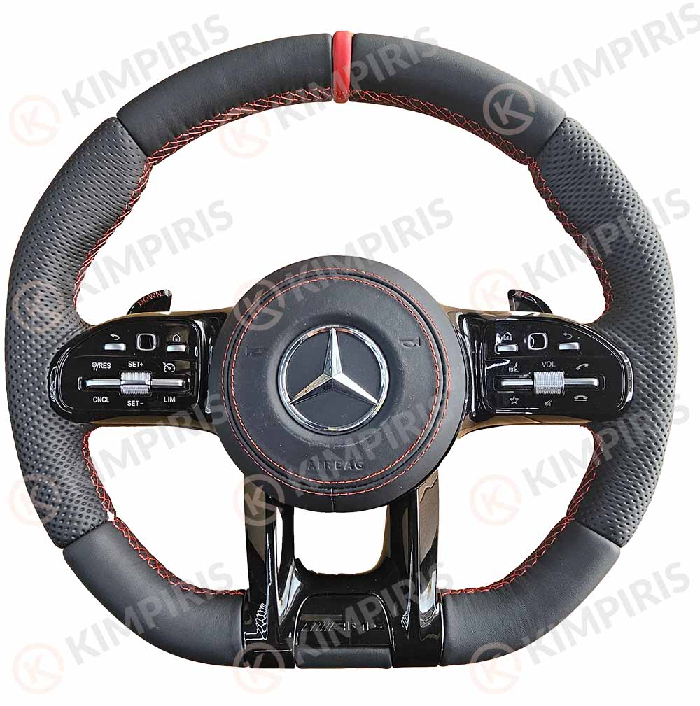Βλησαρούλης Car Center - Τιμόνι Αυτοκινήτου για Mercedes-Benz μαρκέ (Leather Red Line Edition)