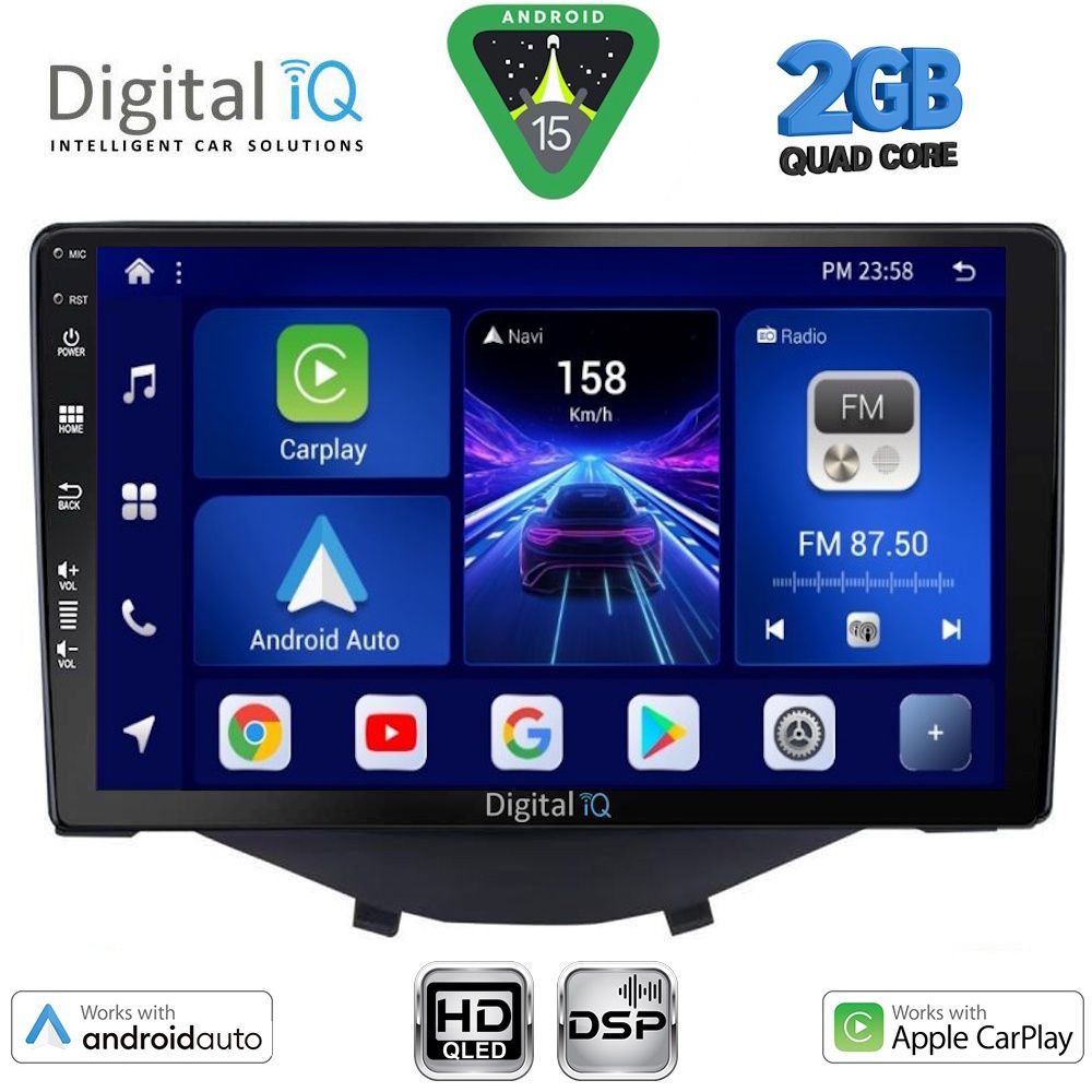 Βλησαρούλης Car Center - DIGITAL IQ BXC 3715_CPAA CLIMA (9inc) MULTIMEDIA TABLET for CITROEN C1-PEUGEOT 108-TOYOTA AYGO mod. 2014-2022