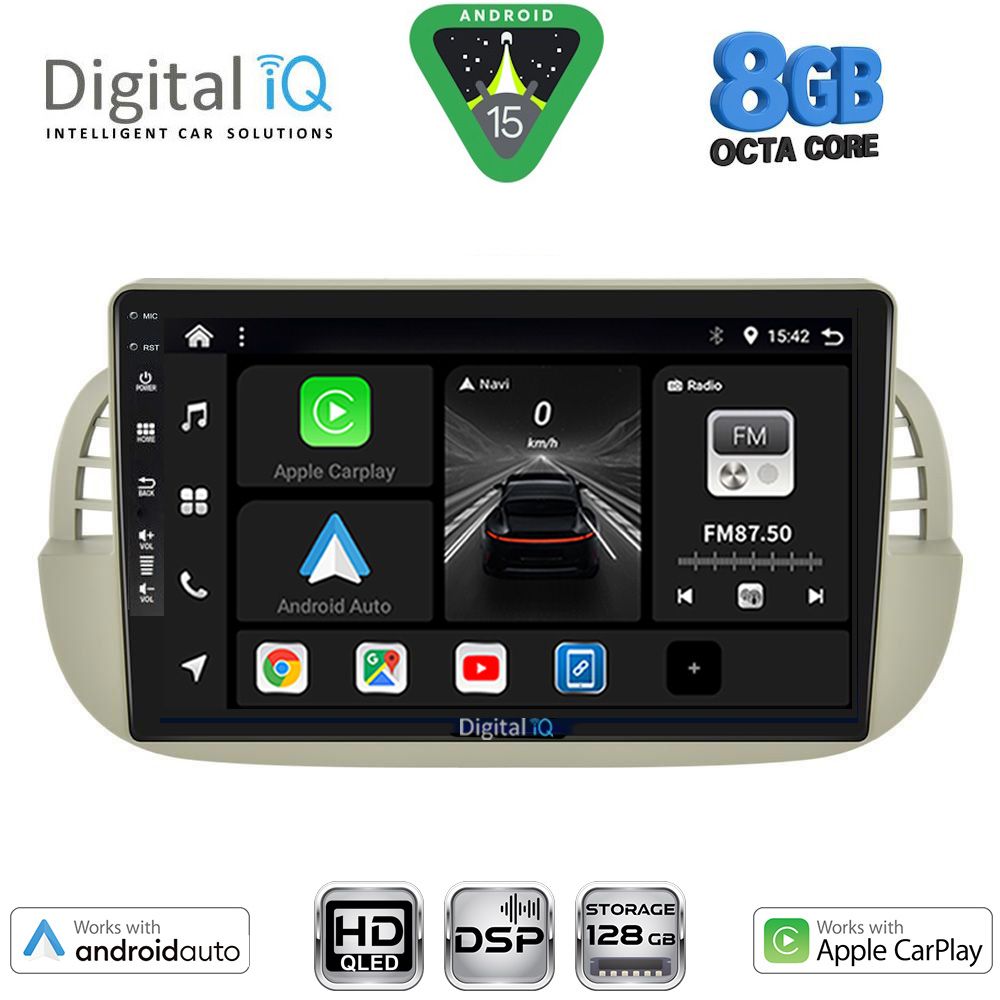 Βλησαρούλης Car Center - DIGITAL IQ BXF 7130BG_CPAA (9inc) MULTIMEDIA TABLET for FIAT 500 mod. 2007-2015 (BEIGE)