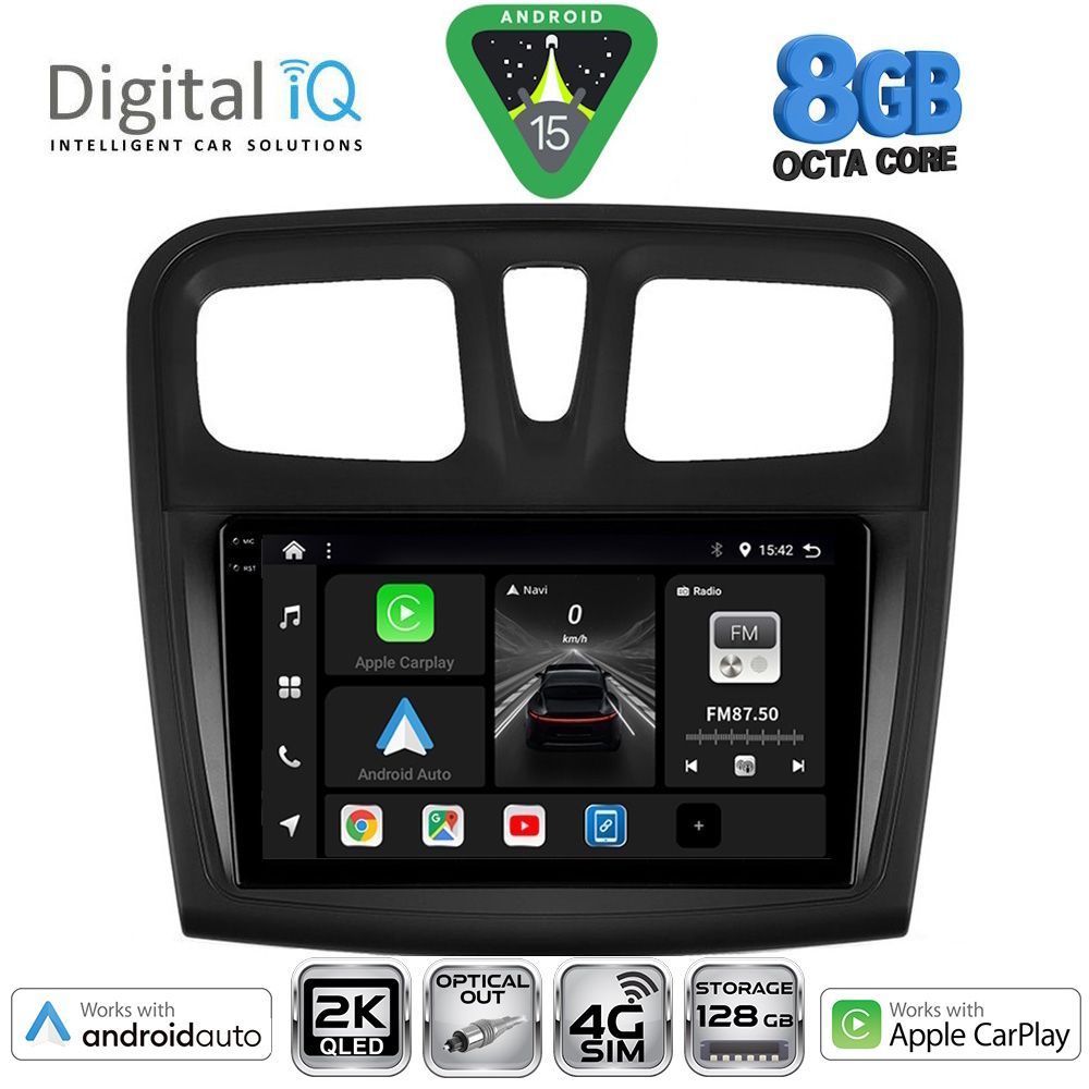 Βλησαρούλης Car Center - DIGITAL IQ BXK 20108SQ_CPAA (9inc) MULTIMEDIA TABLET for DACIA LOGAN – SANDERO mod. 2012-2019