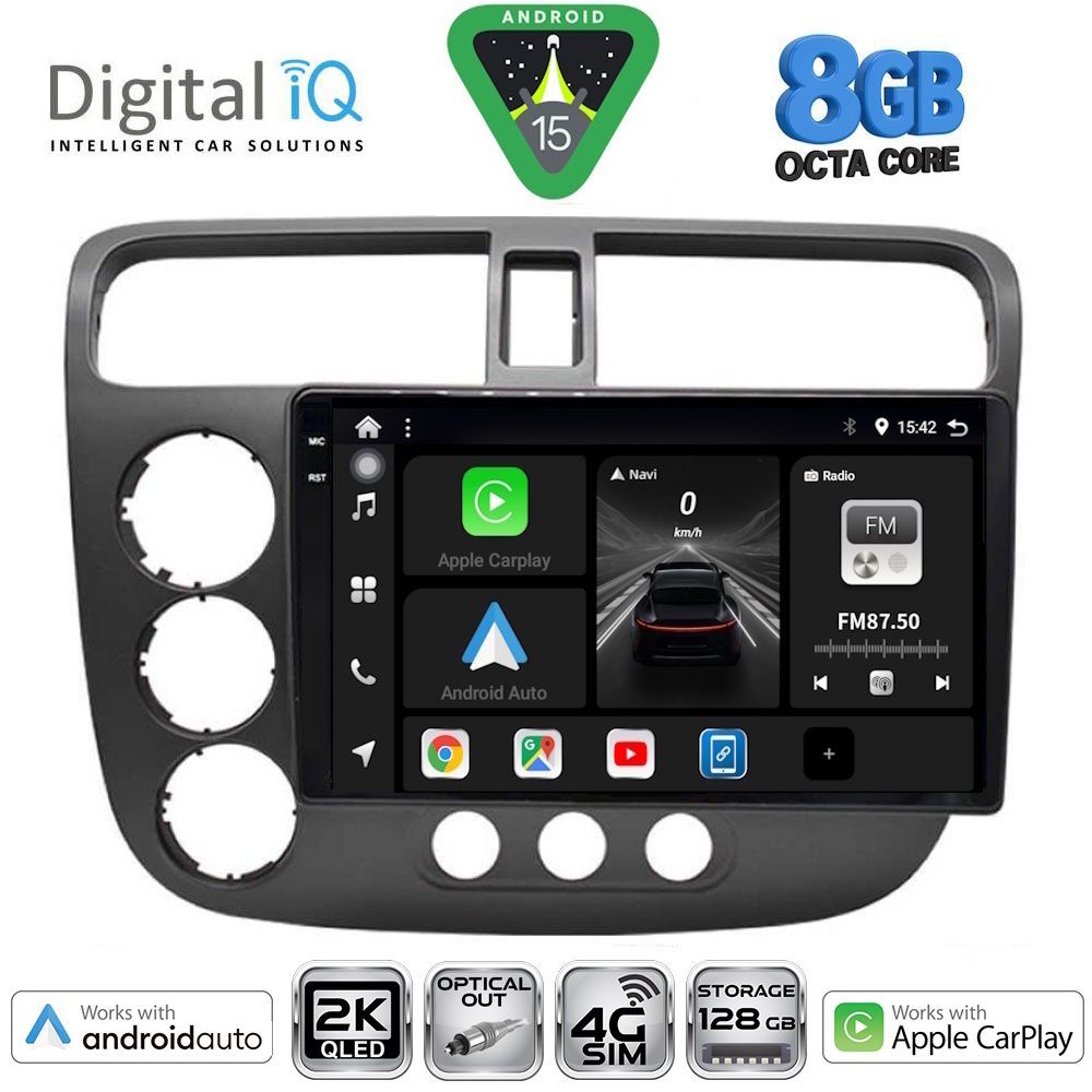 Βλησαρούλης Car Center - DIGITAL IQ BXK 20187_CPAA (9inc) MULTIMEDIA TABLET for HONDA CIVIC 4D mod. 2001-2006