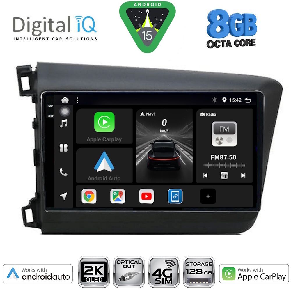 Βλησαρούλης Car Center - DIGITAL IQ BXK 201904D_CPAA (9inc) MULTIMEDIA TABLET for HONDA CIVIC 4Doors mod. 2012-2016