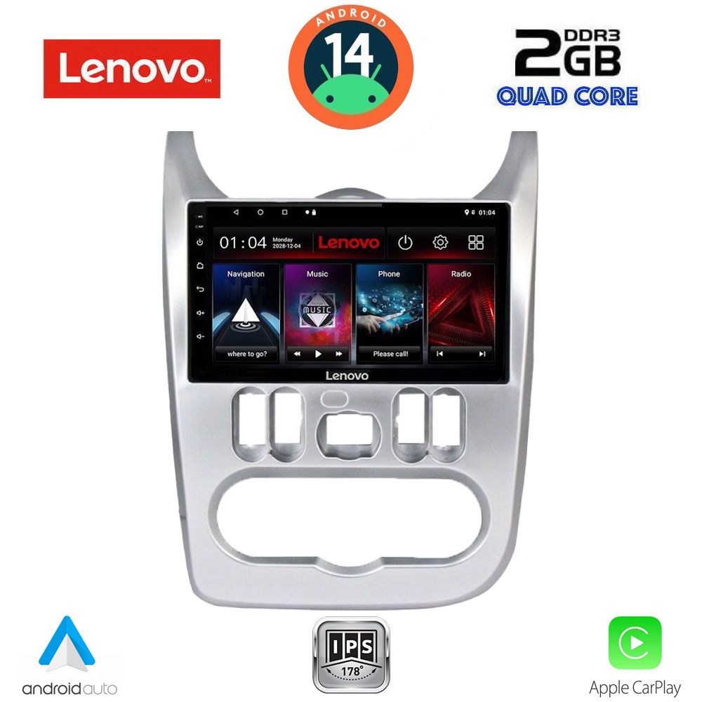 Βλησαρούλης Car Center - LENOVO LVD 2101SL_CPA (9inc) MULTIMEDIA TABLET for DACIA DUSTER – LOGAN – SANDERO mod. 2006-2012 (SILVER)