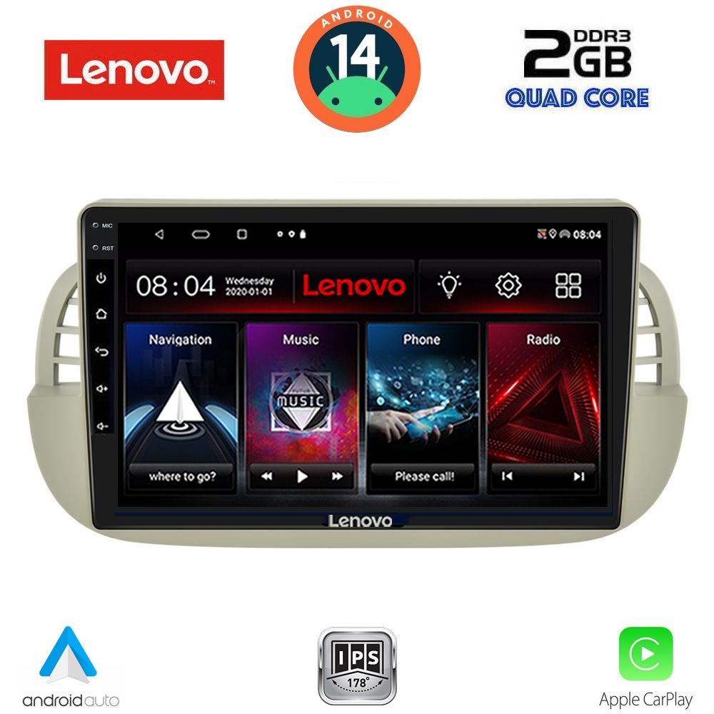 Βλησαρούλης Car Center - LENOVO LVD 2130BG_CPA (9inc) MULTIMEDIA TABLET for FIAT 500 mod. 2007-2015 (BEIGE)