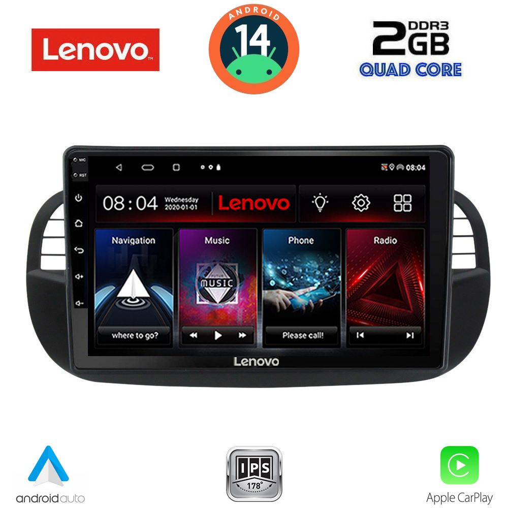 Βλησαρούλης Car Center - LENOVO LVD 2130BL_CPA (9inc) MULTIMEDIA TABLET for FIAT 500 mod. 2007-2015 (BLACK)