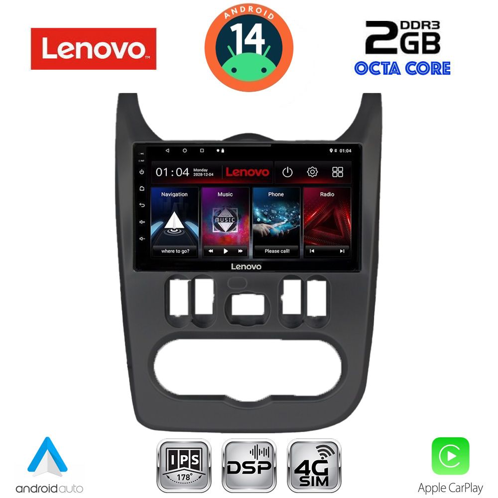 Βλησαρούλης Car Center - LENOVO LVF 5101BL_CPA (9inc) MULTIMEDIA TABLET for DACIA DUSTER – LOGAN – SANDERO mod. 2006-2012 (BLACK)