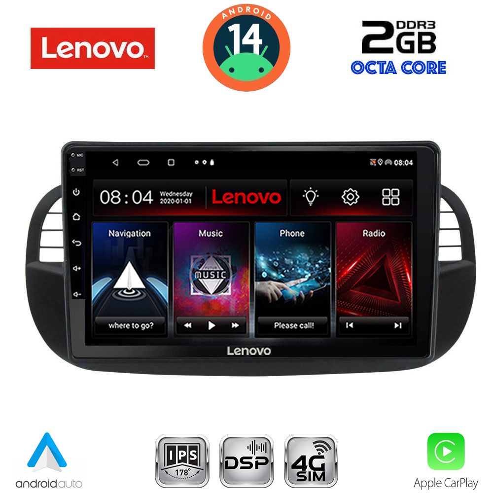 Βλησαρούλης Car Center - LENOVO LVF 5130BL_CPA (9inc) MULTIMEDIA TABLET for FIAT 500 mod. 2007-2015 (BLACK)