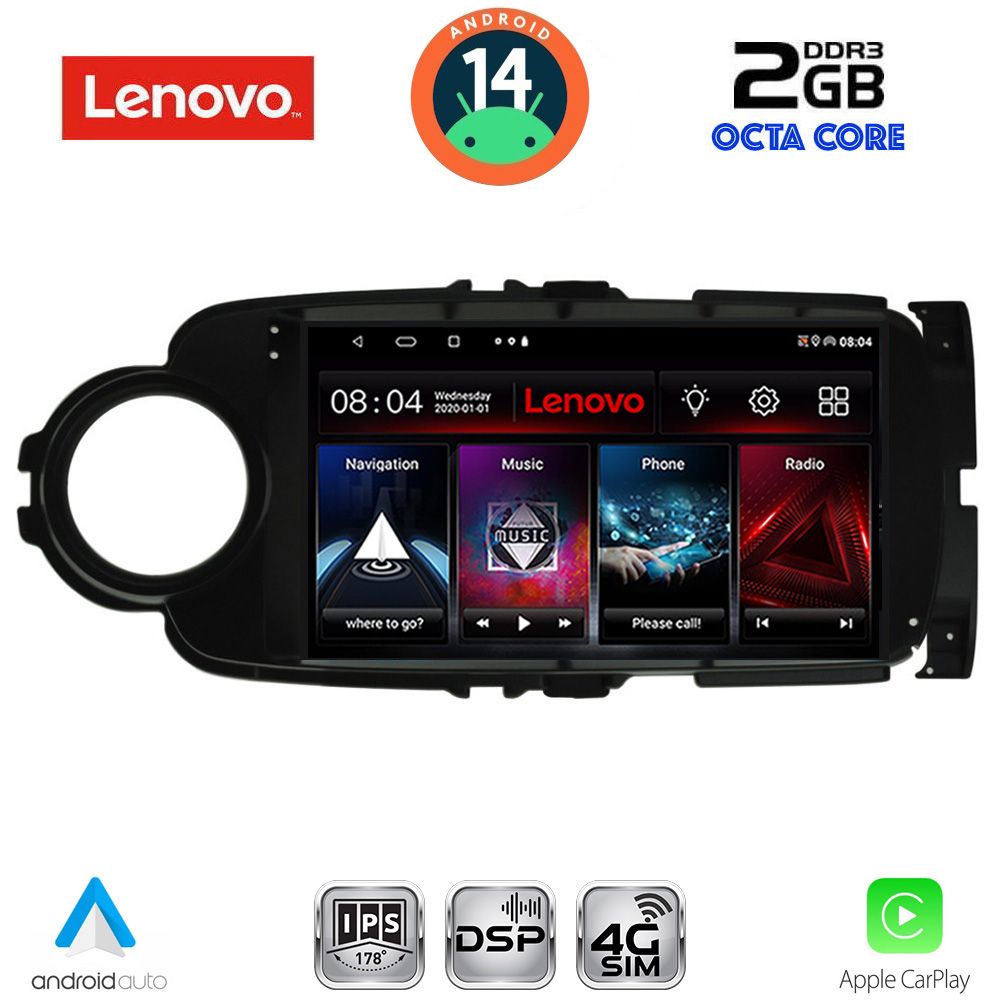 Βλησαρούλης Car Center - LENOVO LVF 5737BL_CPA (9inc) MULTIMEDIA TABLET for TOYOTA YARIS mod. 2011-2015 (BLACK)