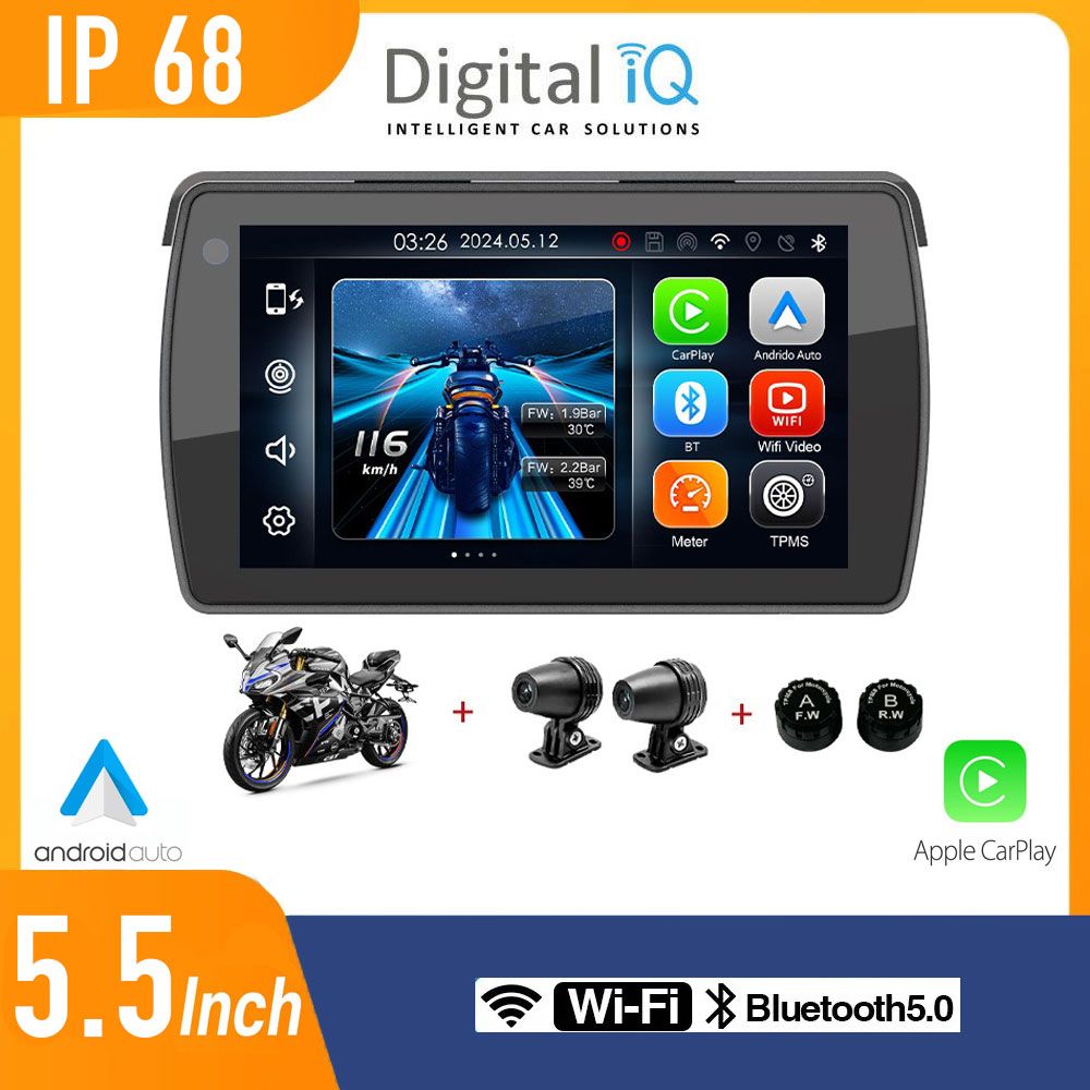 Βλησαρούλης Car Center - DIGITAL IQ PNA 5500_CPA (5.5inc) MOTORCYCLE NAVIGATOR (with TPMS - 2 CAMERAS)