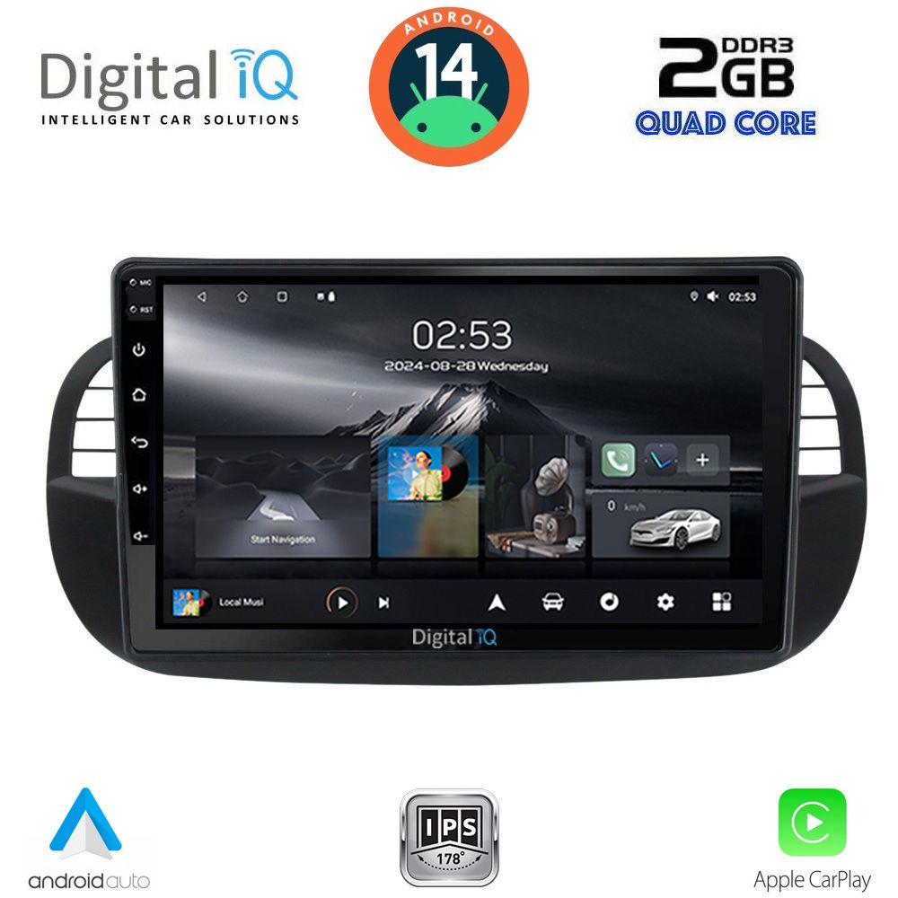 Βλησαρούλης Car Center - DIGITAL IQ RSB 1130BL_CPA (9inc) MULTIMEDIA TABLET for FIAT 500 mod. 2007-2015 (BLACK)