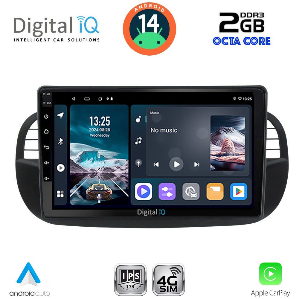 Βλησαρούλης Car Center - DIGITAL IQ RTG 4130BL_CPA (9inc) MULTIMEDIA TABLET for FIAT 500 mod. 2007-2015 (BLACK)