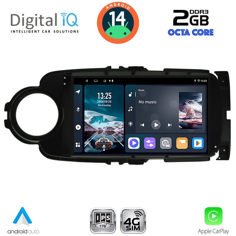 Βλησαρούλης Car Center - DIGITAL IQ RTG 4737BL_CPA (9inc) MULTIMEDIA TABLET for TOYOTA YARIS mod. 2011-2015 (BLACK)
