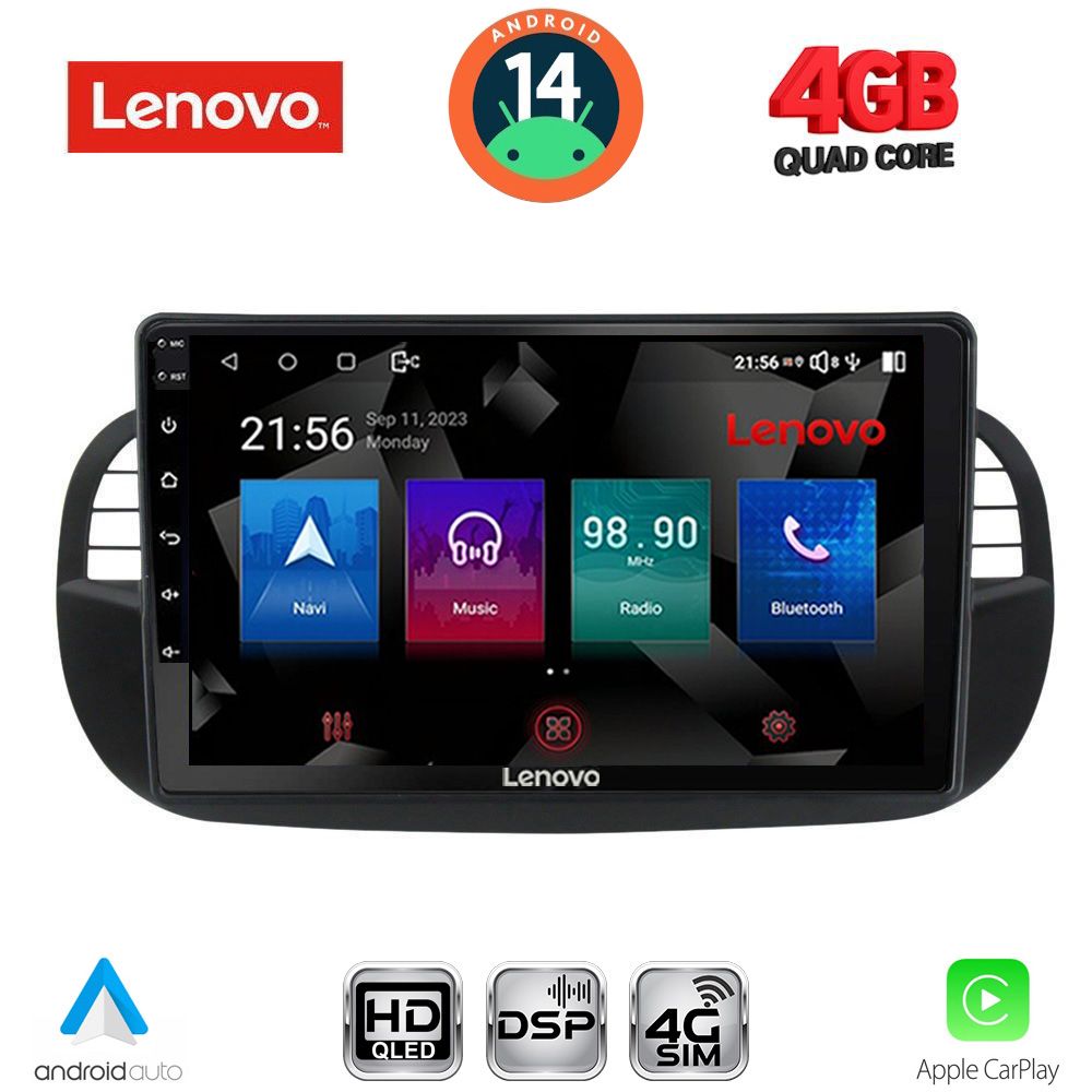 Βλησαρούλης Car Center - LENOVO SSX 9130BL_CPA (9inc) MULTIMEDIA TABLET for FIAT 500 mod. 2007-2015 (BLACK)