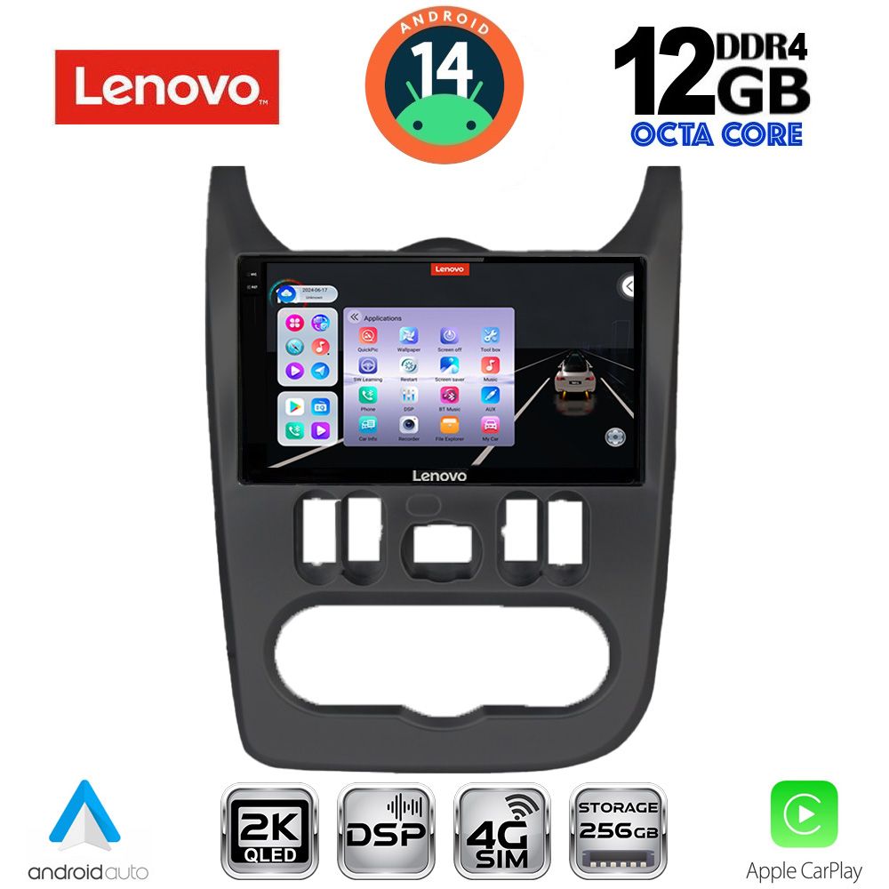 Βλησαρούλης Car Center - LENOVO SSZ 12101BL_CPA (9inc) MULTIMEDIA TABLET for DACIA DUSTER – LOGAN – SANDERO mod. 2006-2012 (BLACK)