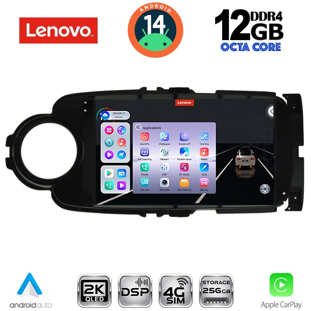 Βλησαρούλης Car Center - LENOVO SSZ 12737BL_CPA (9inc) MULTIMEDIA TABLET for TOYOTA YARIS mod. 2011-2015 (BLACK)