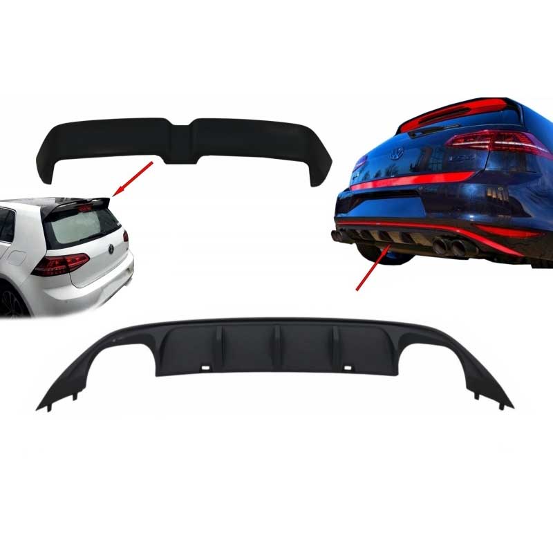 Βλησαρούλης Car Center - VW GOLF 7 (2013-2017) ΣΕΤ DIFFUSER ΠΙΣΩ ΠΡΟΦΥΛΑΚΤΗΡΑ ABT LOOK & ΑΕΡΟΤΟΜΗ GTI OETT DESIGN