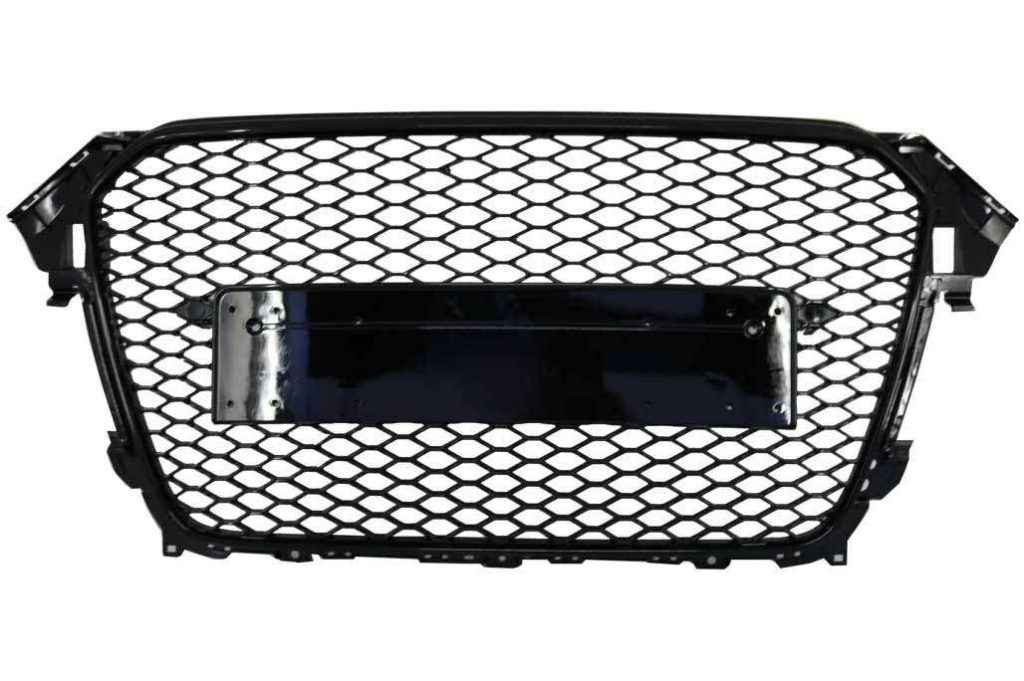 Βλησαρούλης Car Center - Badgeless Front Grille suitable for Audi A4 B8 Facelift (2012-2015) RS Design Honeycomb Piano Black With PDC Covers