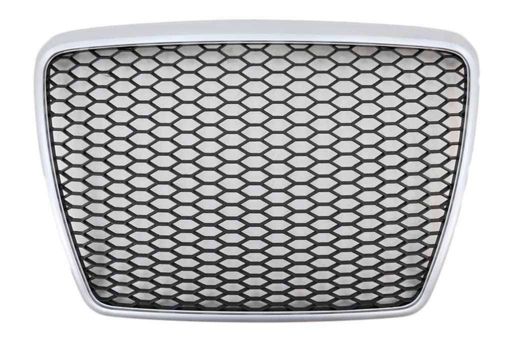 Βλησαρούλης Car Center - Badgeless Front Grille suitable for Audi A6 4F C6 (2004-2011) Honeycomb RS Design Silver Border