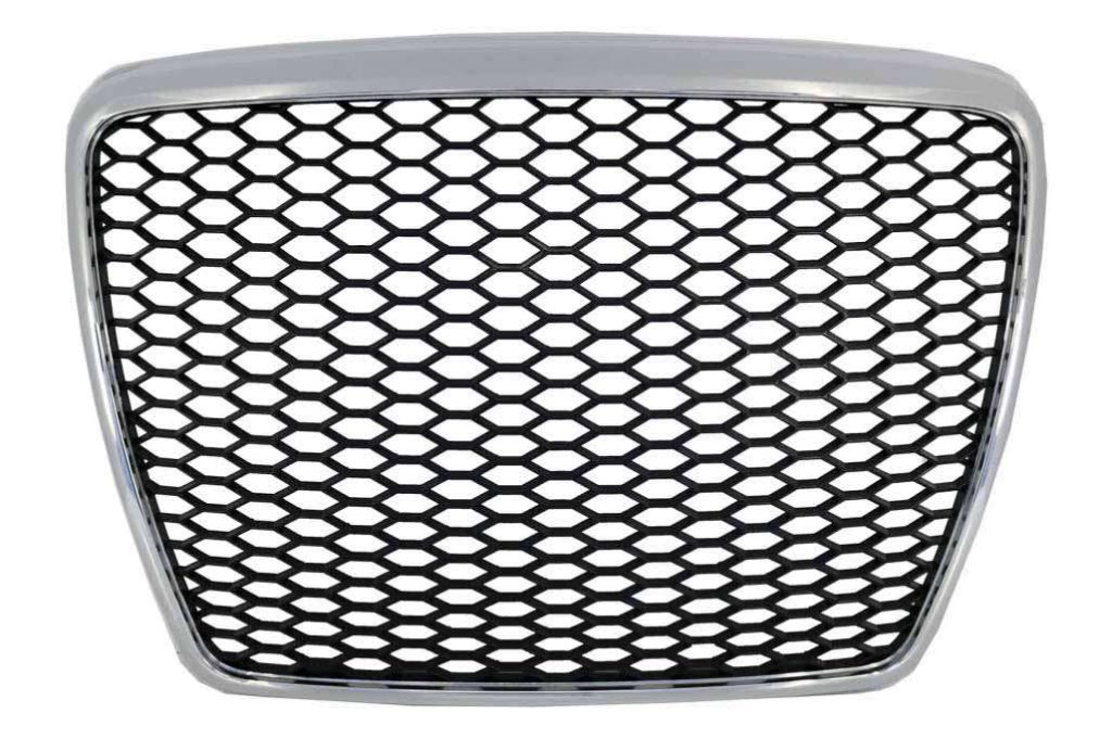 Βλησαρούλης Car Center - Badgeless Front Grille Suitable for Audi A6 4F2 4F C6 (2004-2011) RS Design Chrome Black