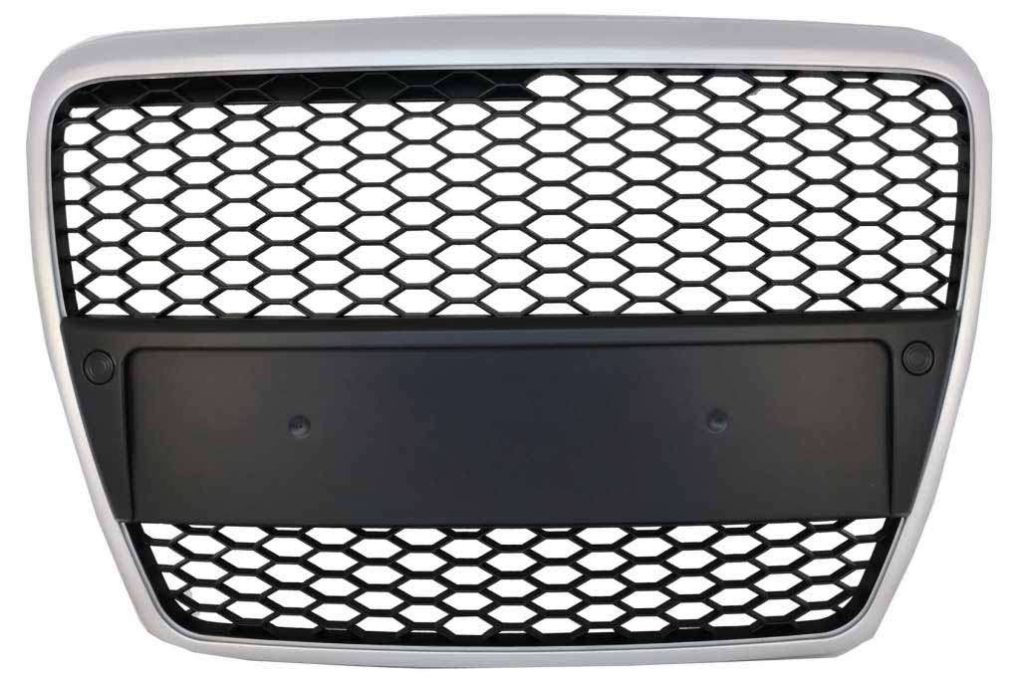 Βλησαρούλης Car Center - Badgeless Front Grille suitable for Audi A6 4F 4F2 C6 (2004-2011) Limousine Avant RS Design Matte Silver