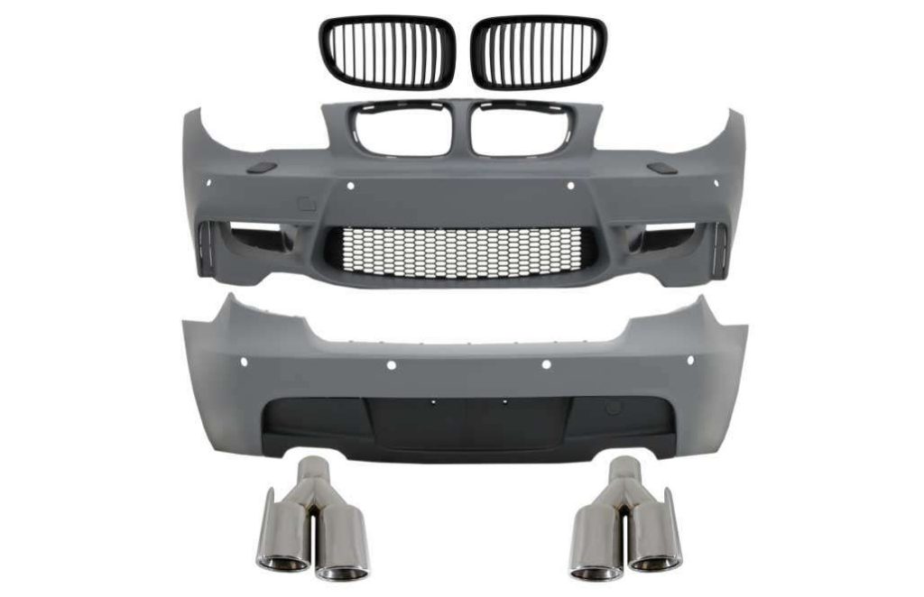 Βλησαρούλης Car Center - Body Kit suitable for BMW 1 Series E81 E87 Hatchback (2004-2011) M-Technik M Sport Design with Exhaust Muffler Tips Quad Chrome