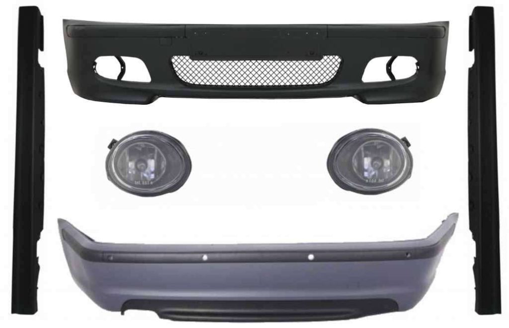 Βλησαρούλης Car Center - Body Kit suitable for BMW 3 Series E46 Sedan (1998-2004) Bumper with PDC Side Skirts and Fog Lights Clear Chrome M-Technik Design