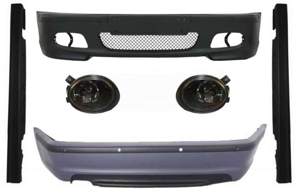 Βλησαρούλης Car Center - Body Kit suitable for BMW 3 Series E46 Sedan (1998-2004) Bumper with PDC Side Skirts and Fog Lights Smoke Lens M-Technik Design