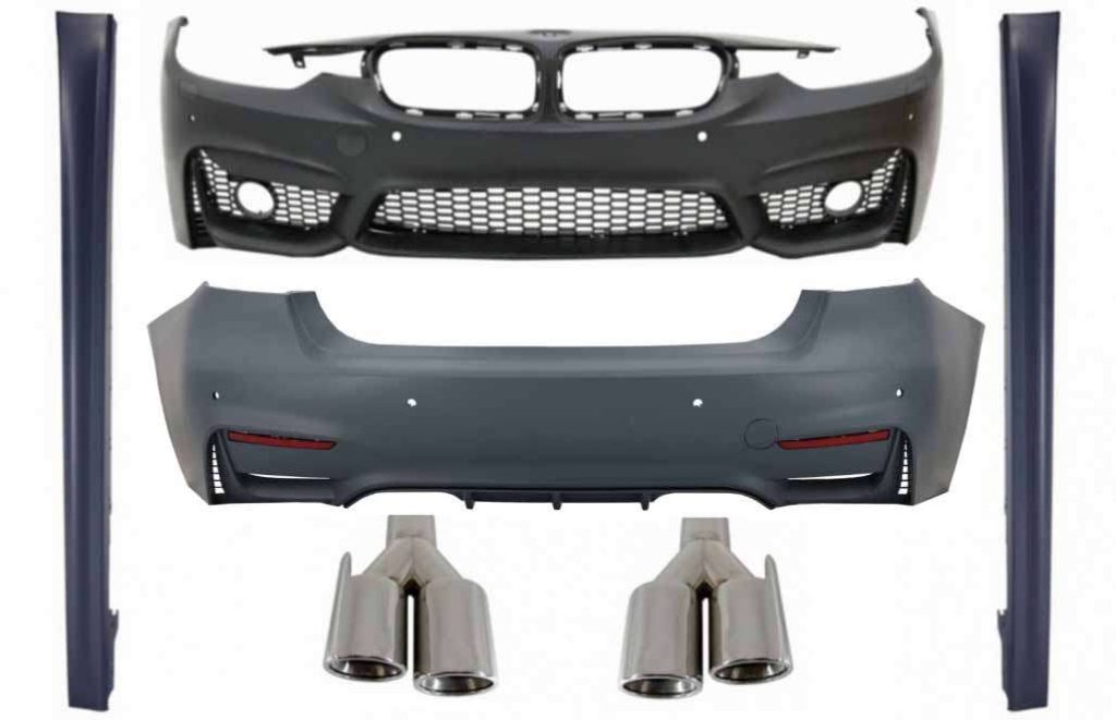 Βλησαρούλης Car Center - Body Kit suitable for BMW 3 Series F30 Non LCI & LCI (2011-2018) With Side Skirts and Exhaust Muffler Tips M3 Sport EVO Design