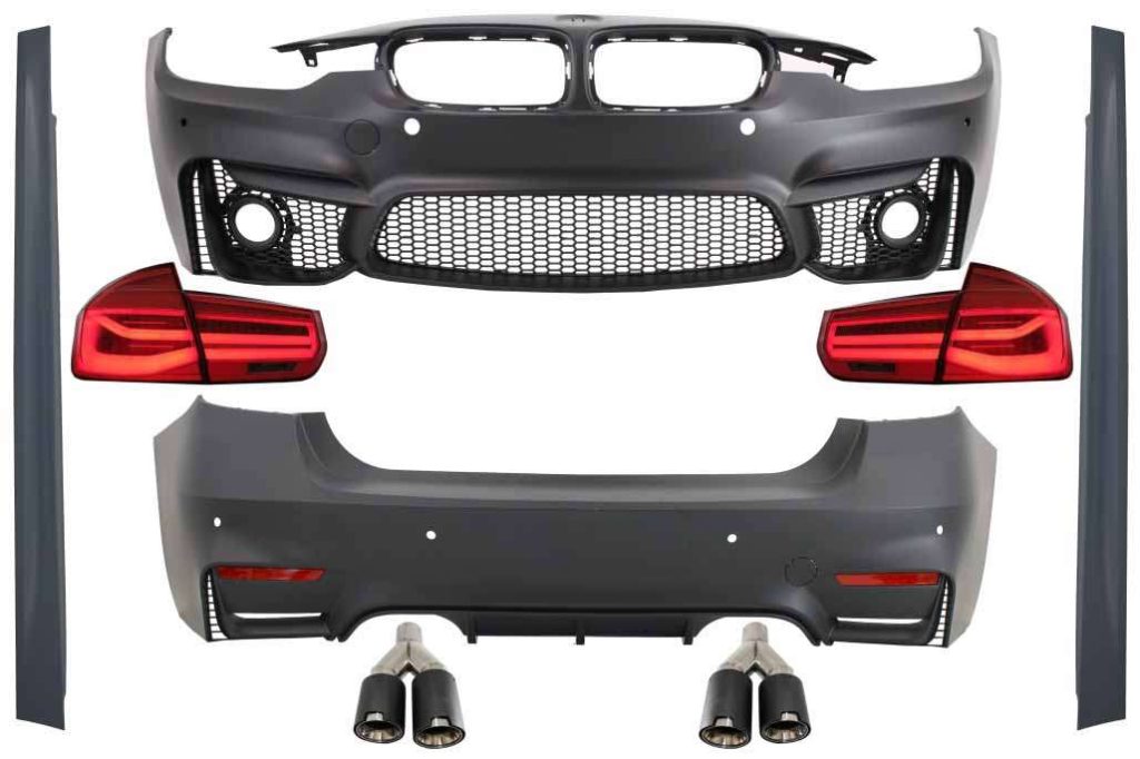 Βλησαρούλης Car Center - Body Kit suitable for BMW 3 Series F30 (2011-2019) with LED Taillights Dynamic Sequential Turning Light and Dual Twin Exhaust Muffler Tips Carbon