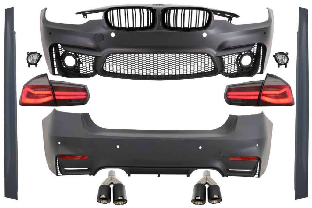 Βλησαρούλης Car Center - Body Kit suitable for BMW 3 series F30 (2011-2019) with LED Taillights Dynamic Sequential Turning Light and Exhaust Muffler Tips Carbon