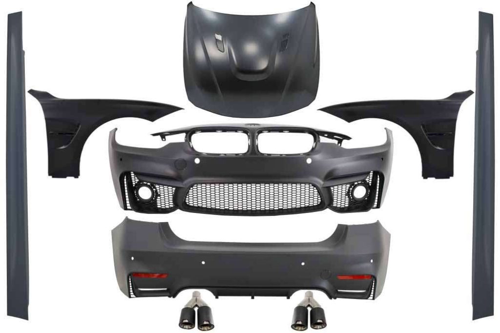 Βλησαρούλης Car Center - Body Kit suitable for BMW 3 Series F30 (2011-2019) EVO II M3 CS Design with Front Fenders Black and Hood Bonnet & Muffler Tips Carbon