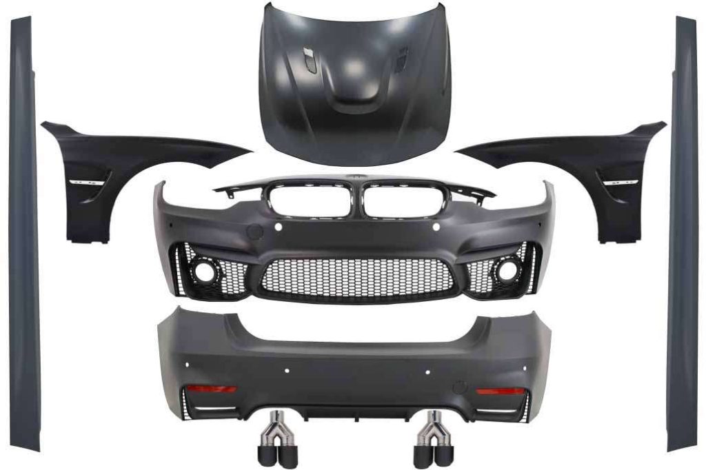 Βλησαρούλης Car Center - Body Kit suitable for BMW 3 Series F30 (2011-2019) EVO II M3 CS Design with Front Fenders and Hood Bonnet & Muffler Tips
