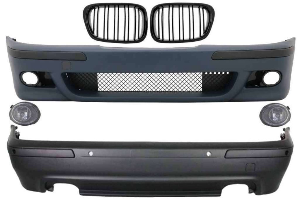 Βλησαρούλης Car Center - Body Kit suitable for BMW 5 Series E39 (1997-2003) Double Outlet M5 Design with Fog Lights Chrom and Central Grilles Piano Black
