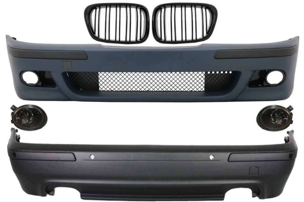 Βλησαρούλης Car Center - Body Kit suitable for BMW 5 Series E39 (1997-2003) Double Outlet M5 Design with Fog Lights Smoke and Central Grilles Piano Black