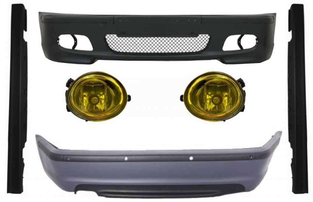 Βλησαρούλης Car Center - Body Kit suitable for BMW E46 Sedan (1998-2004) Bumper With PDC Side Skirts + Fog Lights Yellow M-Technik Design