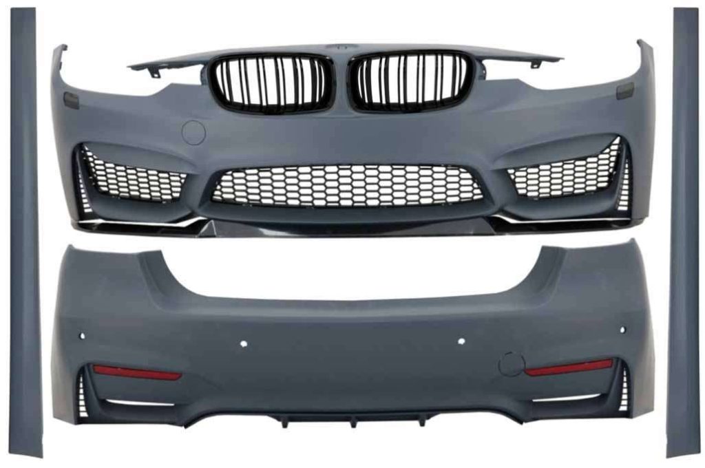 Βλησαρούλης Car Center - Body Kit with Central Grilles Kidney Double Stripe suitable for BMW 3 Series F30 (2011-2019) M3 CS Look Without Fog Lights