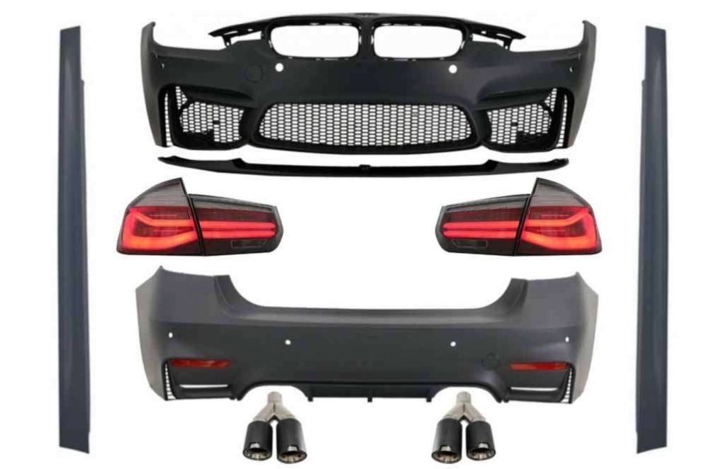 Βλησαρούλης Car Center - Body Kit with Dual Twin Exhaust Muffler Tips suitable for BMW 3 series F30 (2011-2019) and LED Taillights Dynamic Sequential Turning Light EVO II M3 CS Design