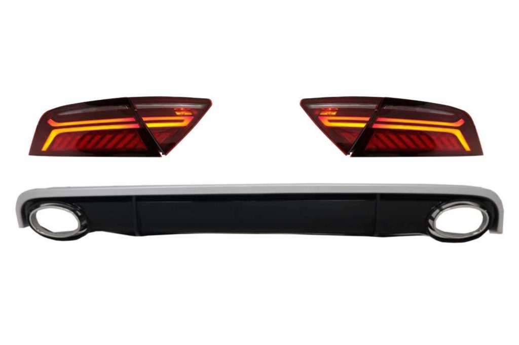 Βλησαρούλης Car Center - Bumper Air Diffuser & Exhaust Tips with LED Taillights suitable for AUDI A7 4G (2010-2014) RS7 Design