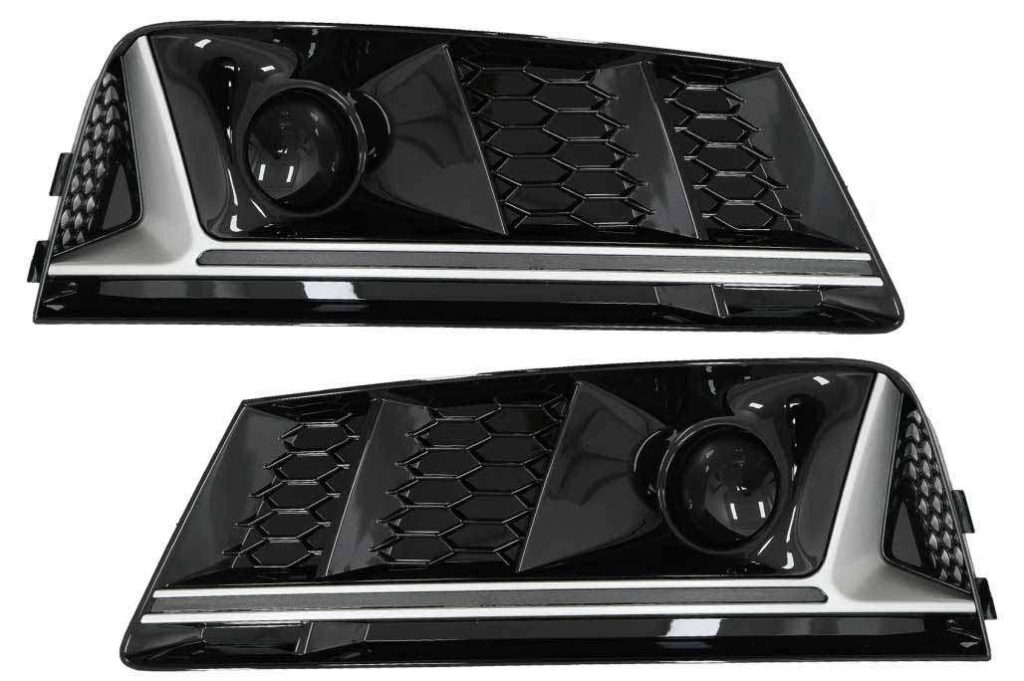 Βλησαρούλης Car Center - Bumper Lower Grille ACC Covers Side Grilles suitable for Audi A4 B9 Sedan Avant (2016-2018) RS4 Design Silver Edition