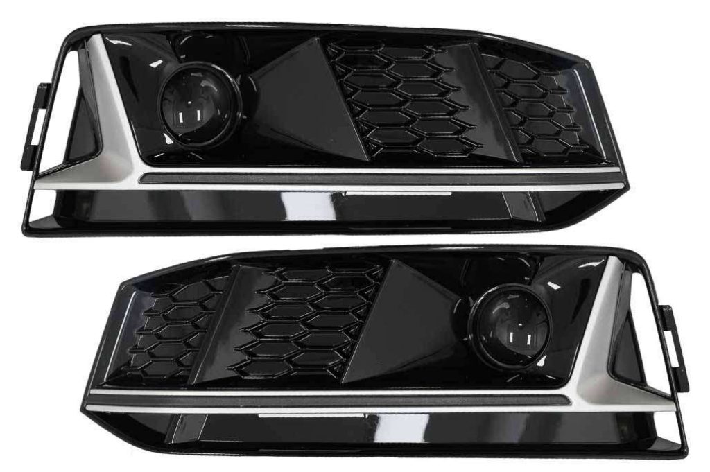 Βλησαρούλης Car Center - Bumper Lower Grille ACC Covers Side Grilles suitable for Audi A4 B9 S-Line Sedan Avant (2016-2018) RS4 Design Silver Edition