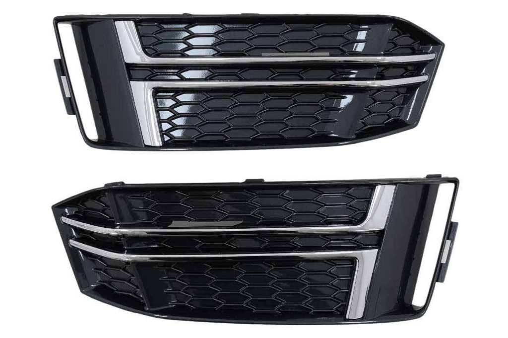 Βλησαρούλης Car Center - Bumper Lower Grille Covers Side Grilles suitable for Audi A4 B9 Sedan Avant (2016-2018) S-Line Silver Edition