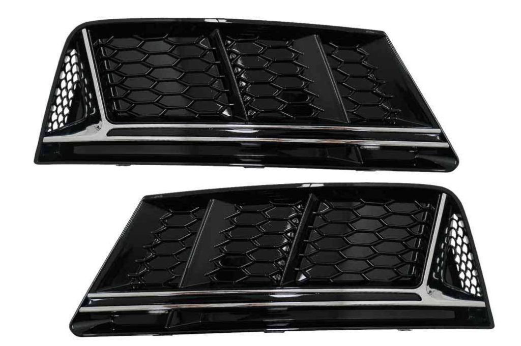 Βλησαρούλης Car Center - Bumper Lower Grille Covers Side Grilles suitable for Audi A4 B9 Sedan Avant (2016-2018) RS4 Design Chromed Edition