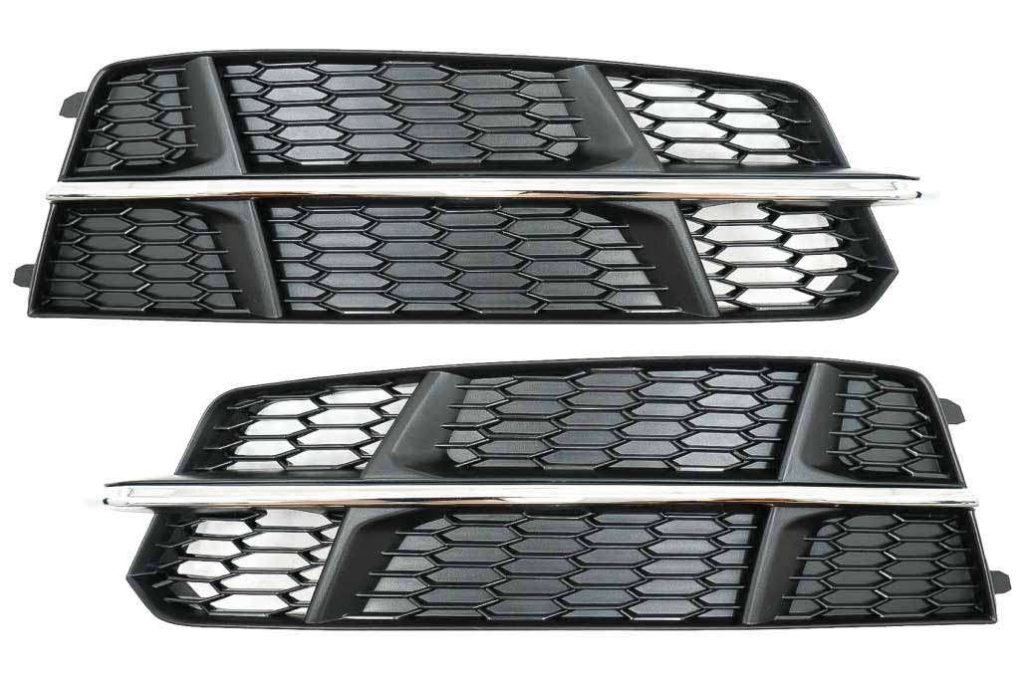 Βλησαρούλης Car Center - Bumper Lower Grille Covers Side Grilles suitable for Audi A6 C7 4G S-Line Facelift (2015-2018) Black Chrome