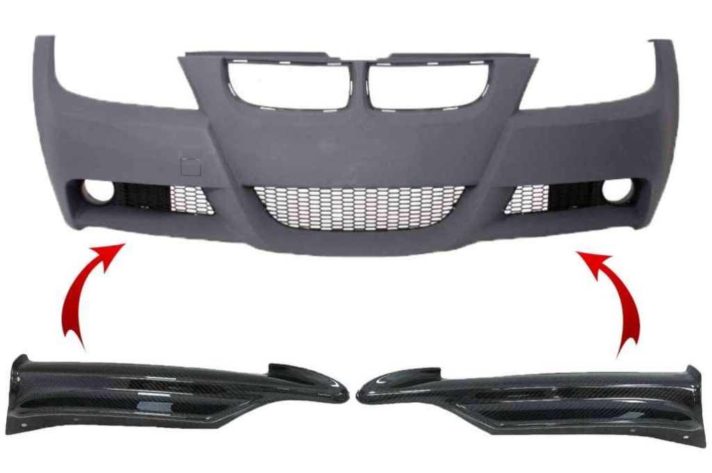 Βλησαρούλης Car Center - Carbon Front Splitters Spoiler suitable for BMW 3 Series E90 E91 Sedan Touring (2005-2008) only M-tech Bumper