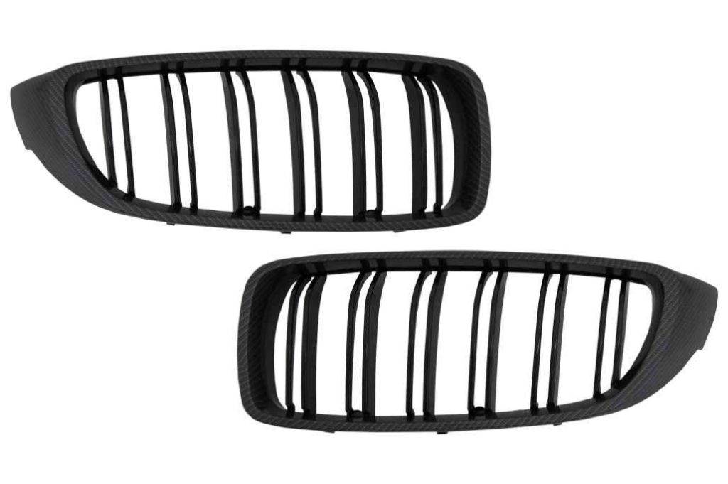 Βλησαρούλης Car Center - Central Grilles Kidney suitable for BMW 4 Series F32 F33 F36 (2013-03.2019) Double Stripe M Design Carbon Film Coated