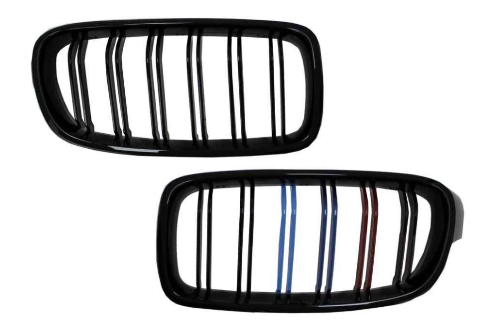 Βλησαρούλης Car Center - Central Kidney Grilles suitable for BMW 3 Series F30 F31 (2011-up) Piano Black 3 Color M-Power Design